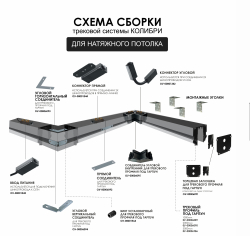 КОЛИБРИ трековый профиль ПОД ГАРПУН 220V чёрный, 1000*62*51 мм, 5 шт/кор (В)